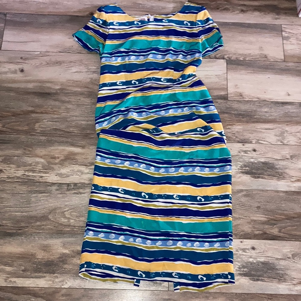 Vintage Maggy London 100% Silk Women’s Maxi Dress with Shoulder Pads Size 12